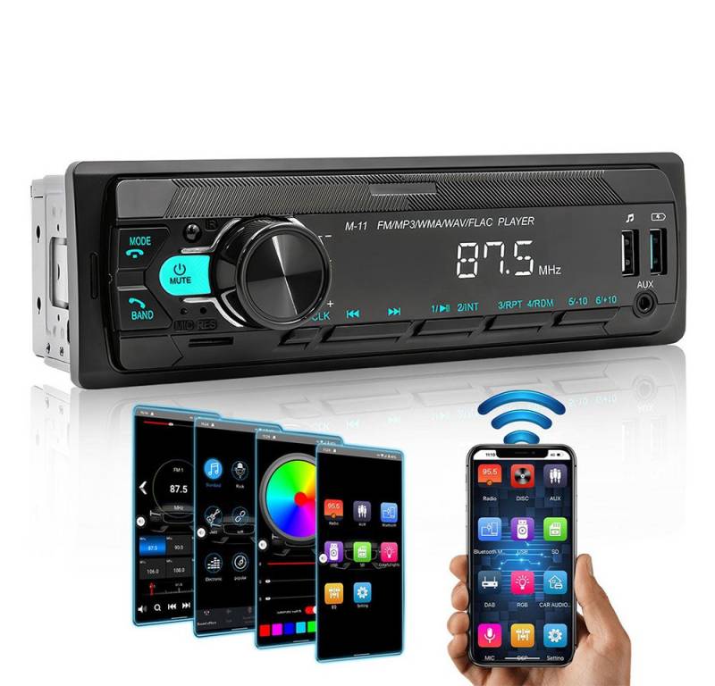 PODOFO Autoradio 1Din Bluetooth Stereo MP3 Spieler SD AUX IN zwei USB Autoradio (Freisprecheinrichtung, FM) von PODOFO