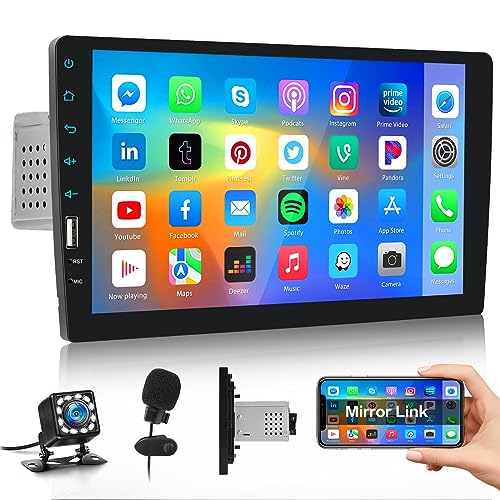 Hikity Autoradio 1Din mit 9 Zoll Bildschirm Auto Audio Radio 1 Din mit Bluetooth Freisprecheinrichtung FM USB Mirror Link Bunte Tastenbeleuchtung Rückfahrkamera von Hikity