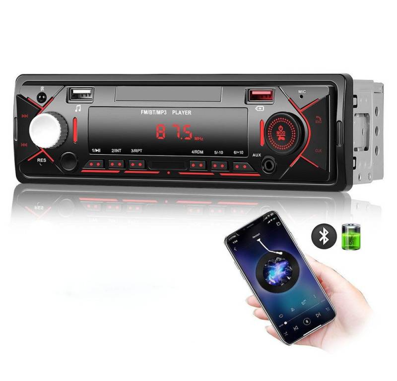Hikity Autoradio Bluetooth 5.0, 7 Farben FM 1 Din MP3 mit 2 USB/AUX, 4 x 15W Autoradio von Hikity