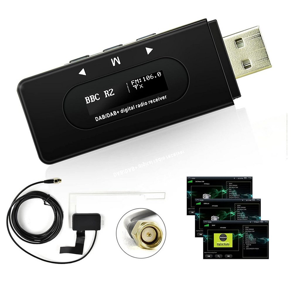 Hikity DAB/DAB + Universelle USB FM Audio Weiterleitung DAB Empfänger Audio-Receiver (Adapter Tuner-kompatible Audioübertragung, für MP3 MP5 Autoradio) von Hikity