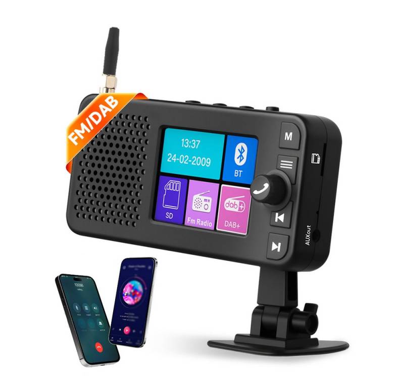 Hikity DAB+ Auto Radio Adapter mit 2,4" Display, BT & FM-Sender Autoradio (Digitalradio (DAB) von Hikity