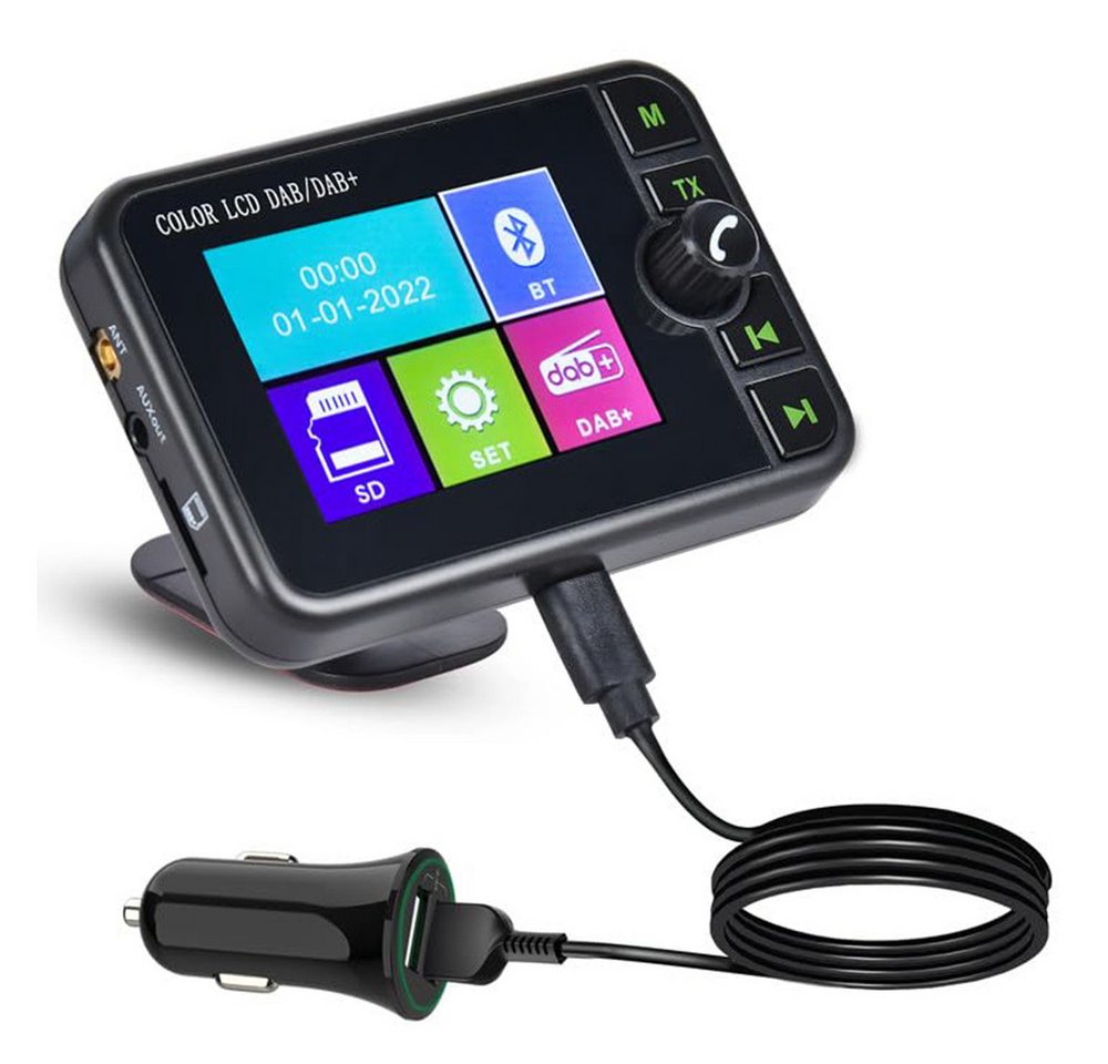 Hikity DAB+ Radioadapter für Autoradio Bluetooth Freisprechung Radio (2,4 Zoll LCD Display, AUX-Schnittstelle, FM-Transmitter, Bluetooth-Musik) von Hikity