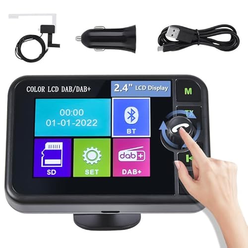Hikity DAB/DAB+ Tragbarer Radio Adapter mit 2.4 Zoll Color Large LCD Display für Android Autoradio mit Bluetooth-Freisprechtelefon AUX-IN FM Transmitter Empfänger Adapter Tragbarer Hikity DAB/DAB+ Tragbarer Radio Adapter mit 2.4 Zoll Color Large LCD Display für Android Autoradio mit Bluetooth-Freisprechtelefon AUX-IN FM Transmitter Empfänger Adapter Tragbarer von Hikity