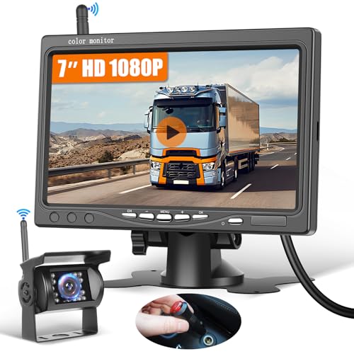 [Drahtlose] Rückfahrkamera Monitor Kit, für RV Van LKW, 7 Zoll Monitor mit Rückfahrkamera, 18 IR Nachtsicht, Wasserdichtes Kamera Kit von Hikity