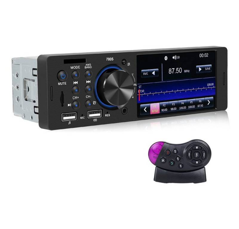Hikity IPS-Bildschirm 4,1 Zoll Einzelknopf Autoradio Stereo Autoradio (Mit Lenkradsteuerung) von Hikity