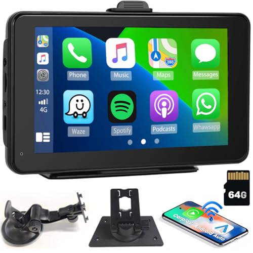Hikity Kabellose Apple CarPlay & Android Auto, 7 Zoll Touchscreen Autoradio Car Play Autoradio mit GPS Nachrüsten Radio, Siri/Bluetooth/FM/AUX, Airplay, Kabellos Stereo von Hikity