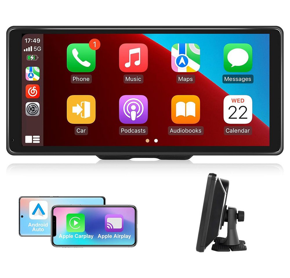 Hikity Portable Car Stereo Wireless Carplay Android Auto, 10,36 Touchscreen Navigationsgerät (Unterstützung von Mirror Link/Sprachsteuerung)" von Hikity