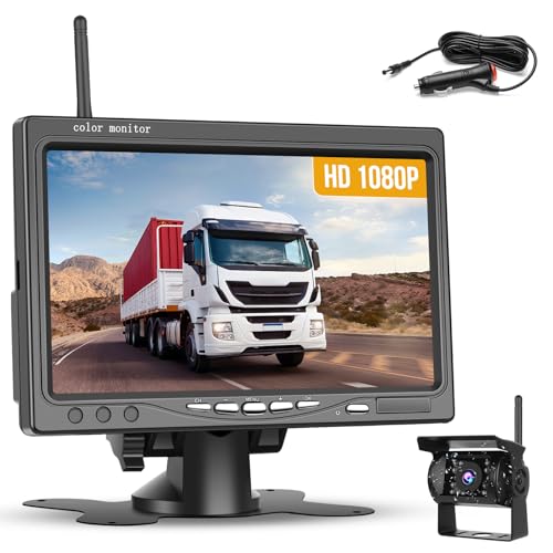 Hikity Rückfahrkamera Kabellos Set mit BSD Autokamera 7Zoll HD 1080P Monitor Wireless Einparkhilfe mit IP68 wasserdichte Nachtsicht Drahtlose Rückfahrkamera für LKW/Van/Wohnmobil/Anhänger/PKW Hikity Rückfahrkamera Kabellos Set mit BSD Autokamera 7Zoll HD 1080P Monitor Wireless Einparkhilfe mit IP68 wasserdichte Nachtsicht Drahtlose Rückfahrkamera für LKW/Van/Wohnmobil/Anhänger/PKW von Hikity
