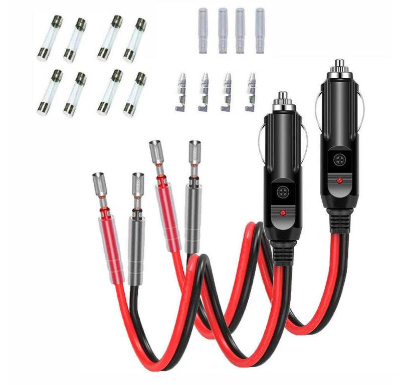 Hikity Stromverteiler 2x KFZ Auto Zigarettenanzünder Stecker Zigaretten Anzünder Sicherung (12V 24V 15A, mit LED Anzeige) von Hikity