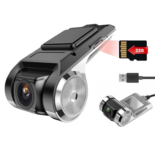 Hikity USB DVR Dashcam für Android Autoradio Wasserdicht Mini Autokamera Auto Recorder Nachtsicht Dash Kamera Loop-Aufnahme mit G-Sensor Videorecorder 170 ° Weitwinkel mit 32G SD Karte von Hikity