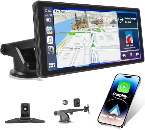 Hikity Wireless Apple Carplay mit Rückfahrkamera, 10.26 Zoll Car Play Bildschirm Autoradio mit Navi Bluetooth Freisprecheinrichtung Android Auto AirPlay EQ FM USB AUX von Hikity