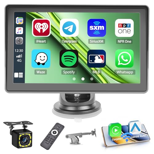 Hikity Wireless Apple Carplay & Android Auto Tragbares Autoradio 7 Zoll Touch Display mit Bluetooth/FM 64G TF von Hikity