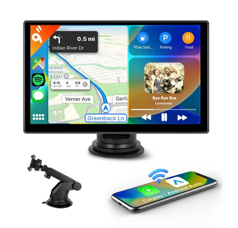Hikity Wireless CarPlay Android Auto,9-Zoll Autoradio mit Bluetooth FM OTA Autoradio von Hikity