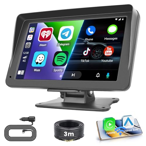 Hikity Wireless Carplay Autoradio mit Bildschirm Wireless Android Auto Radio mit 7 Zoll Touch Display Bluetooth Car Radio mit FM-Sender AUX+64GB TF von Hikity