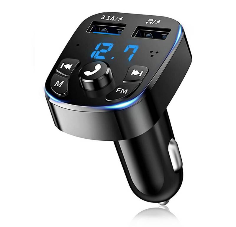 Hikity Zigarettenanzünder-Verteiler Auto Bluetooth 5.0 FM Transmitter Autoladegerät Zigarettenanzünder (BT 5.0 Wireless Handsfree), 2 USB-Ladegeräte-Kit von Hikity