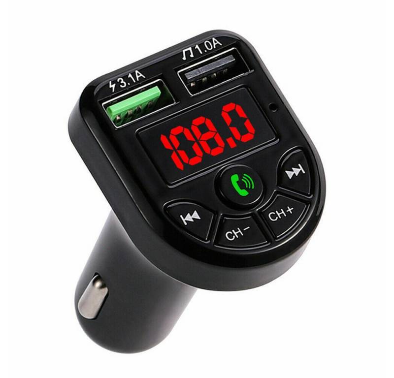 Hikity Zigarettenanzünder-Verteiler FM Transmitter Auto Bluetooth Kfz Radio Adapter mit Dual USB (mit Dual USB Ladegerät für-Handy), Kfz Radio Adapter von Hikity