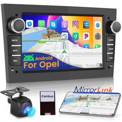 Hikity für Opel Astra Corsa Vectra Android 10 Autoradio mit Navi 7" Doppel Din Autoradio mit Bildschirm Bluetooth Freisprecheinrichtung AHD Rückfahrkamera WiFi RDS FM SWC USB Spiegeln Link+Canbus von Hikity