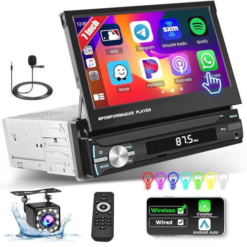 Hikity Wireless Carplay Autoradio 1Din mit Ausfahren Bildschirm 7 Zoll Touchscreen 1Din Radio mit Android Auto Bluetooth5.1 FM 7 Farbe Keylight Fernbedienung AUX USB Lenkradsteuerung Rückfahrkamera Hikity Wireless Carplay Autoradio 1Din mit Ausfahren Bildschirm 7 Zoll Touchscreen 1Din Radio mit Android Auto Bluetooth5.1 FM 7 Farbe Keylight Fernbedienung AUX USB Lenkradsteuerung Rückfahrkamera von Hikity