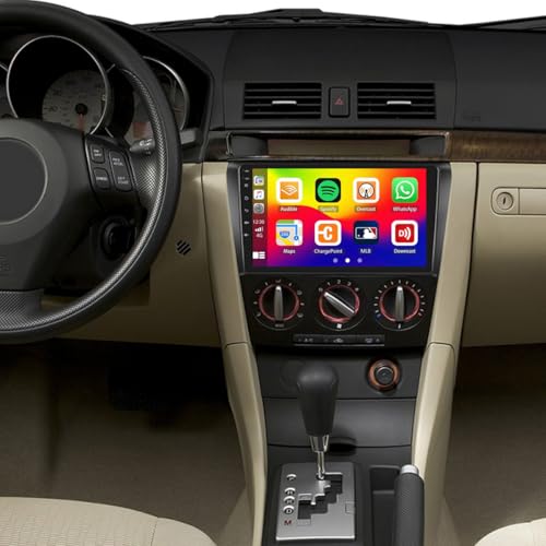 Radio für Mazda 3 2006-2012, 2+64G Android Autoradio mit Wireless Carplay Android Auto Mirror Link, 9 Zoll Touch Display Radio mit Bildschirm GPS Navi BT FM RDS Rückfahrkamera von Hikity