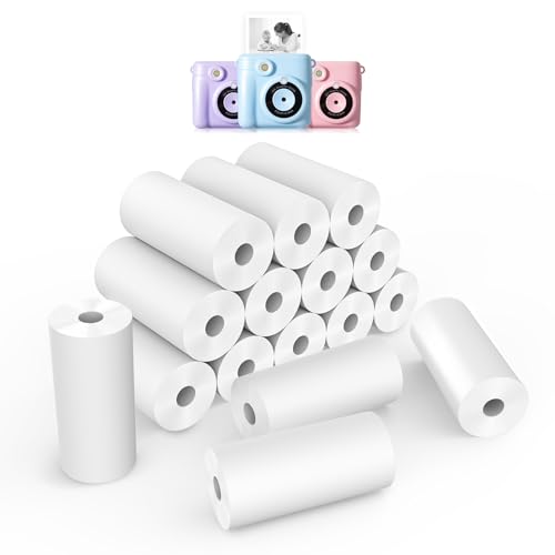 16 Rollen Thermopapier Kinderkamera - Hikkon Druckpapier für Kinder Druck Kamera,56 mm Sofortbildkamera Kinder Druckpapier Null Tinten Nachfüllpapier(Weiß-16) von Hikkon