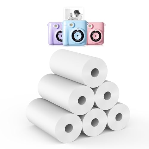 6 Rollen Thermopapier Kinderkamera - Hikkon Druckpapier für Kinder Druck Kamera,56 mm Sofortbildkamera Kinder Druckpapier Null Tinten Nachfüllpapier(Weiß-6) von Hikkon
