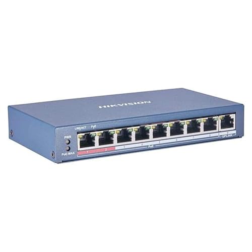 Hikvision - DS-3E0310P-E/M - Nicht verwaltbarer Netzwerk-Switch - 8 10/100M PoE-Anschlüsse + 2 Gigabit RJ45-Anschlüsse - Ohne Lüfter - DS-3E0310P-E/M von Hikvision