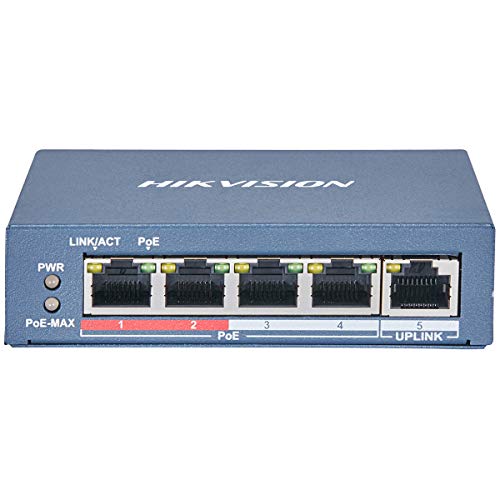 Switch HIKVISION 4 POE 10/100M Unmanaged, +1 Porta Uplink da 100M, 802.3af/at 25 von Hikvision