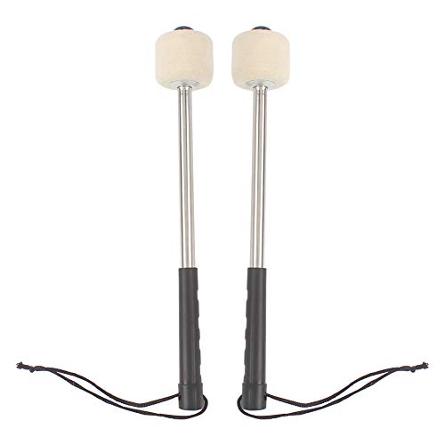 Bass Drum Hallet Drum Stick, Bass Drum Mallet Filz Kopf Percussion Mallets Timpani Sticks mit Edelstahlgriff 1 Paar Schwarze Trommelstöcke von Buosha