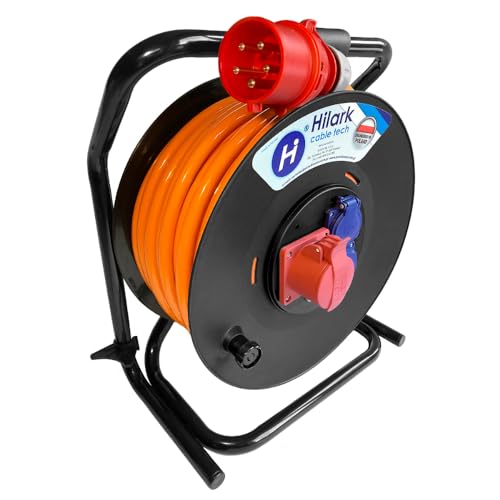 Hilark Kabeltrommel, professionell, H07BQ-F 5 x 4 mm², Orange, 20 m, Verlängerungskabel mit Steckdosenblock Hilark Kabeltrommel, professionell, H07BQ-F 5 x 4 mm², Orange, 20 m, Verlängerungskabel mit Steckdosenblock von Hilark cable tech