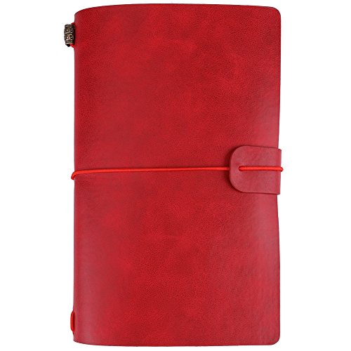 Hilitand Reisetagebuch, Notizbuch aus PU-Leder, klassisch, 5 Farben, personalisiertes Tagebuch, Tagebuch, nachfüllbarer Notizblock (Rot) von Hilitand