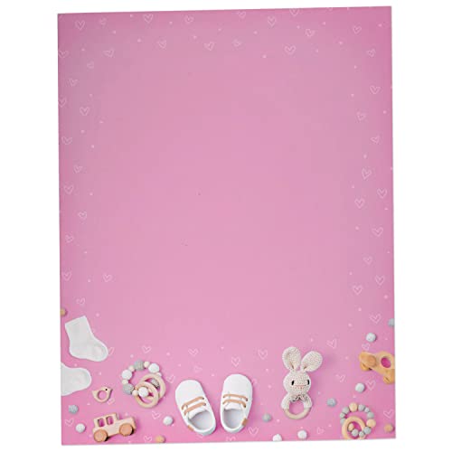 Hill Valley Greetings Classic Gifts Baby-Schreibpapier – 60 Blatt – ideal für Babyparty-Einladungen, Ankündigungen, Briefe, Dankeschön, Rosa Hill Valley Greetings Classic Gifts Baby-Schreibpapier – 60 Blatt – ideal für Babyparty-Einladungen, Ankündigungen, Briefe, Dankeschön, Rosa von Hill Valley Greetings