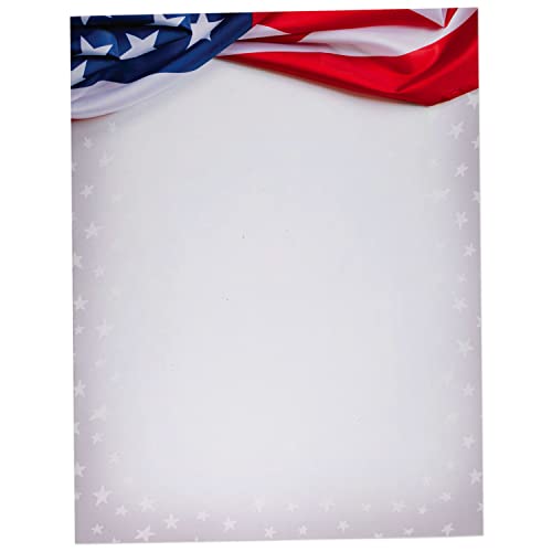 Papier mit amerikanischer Flagge, 60 Blatt, patriotisches Druckpapier, ideal für Party-Einladungen, Ankündigungen, Briefkopf, Flyer Papier mit amerikanischer Flagge, 60 Blatt, patriotisches Druckpapier, ideal für Party-Einladungen, Ankündigungen, Briefkopf, Flyer von Hill Valley Greetings