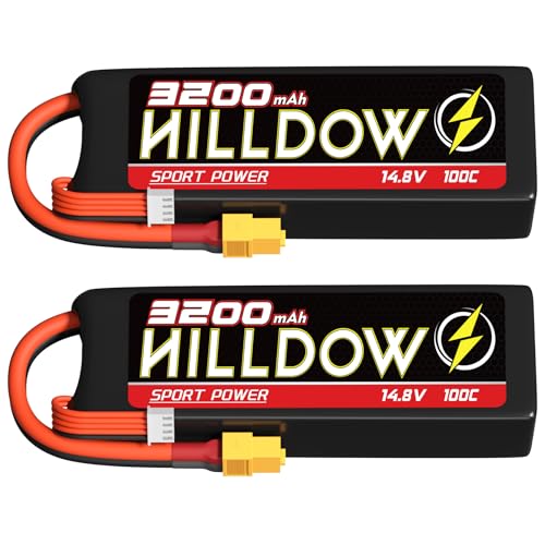 14,8V 4S LiPo Akku 100C 3200mAh RC Akku Softcase mit XT60-Stecker für RC-Modelle Flugzeuge Helikopter Drohnen UAV FPV RC-Autos LKW Boote (2 Stück) von Hilldow
