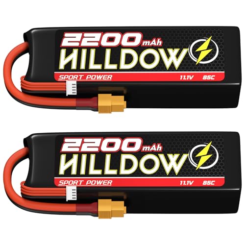 3S Lipo Akku 11,1V 2200mAh 85C RC Batterien softcase mit XT60 Stecker für RC Flugzeuge Hubschrauber Drohnen FPV RC Autos und RC Boote(2 Stück) von Hilldow