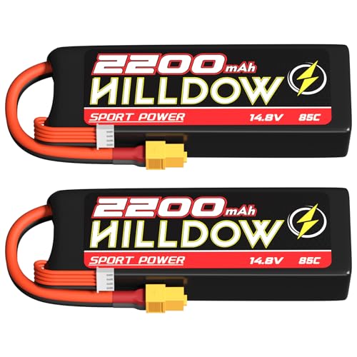 14,8V 4S Lipo Akku 85C 2200mAh RC Akku mit XT60 Stecker für RC Modelle Flugzeug Hubschrauber Funkfernsteuerung Quadcopter Drohne FPV 2er Pack von Hilldow
