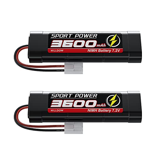 Hilldow M26 RC NiMH Akku 6S 7,2V 3600mAh mit Stecker TA Mi Ya, 2 Pack RC Batterie NiMH Akku Rechargeable für RC Auto RC LKW HPI Losi Kyosho Hobby von Hilldow