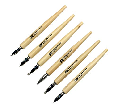 Hillento Comic Dip Pen Set, 6 Holzstifte Handler Künstler Cartoon Pen Set Kalligraphie Dip Stifte mit 6 Spitzen – ideal für Manga/Comic/Kalligraphie/Wortkunst/Stift und Tinte Zeichnen von Hillento