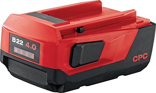 Hilti B22 4.0 22V Akku, kompakter 4Ah Li-Ion Akku mit extra Kapazität für alle Hilti 22V Akku-Elektrowerkzeuge (außer Nuron), Abmessungen 136 x 97 x 60 mm (2183180) von HILTI