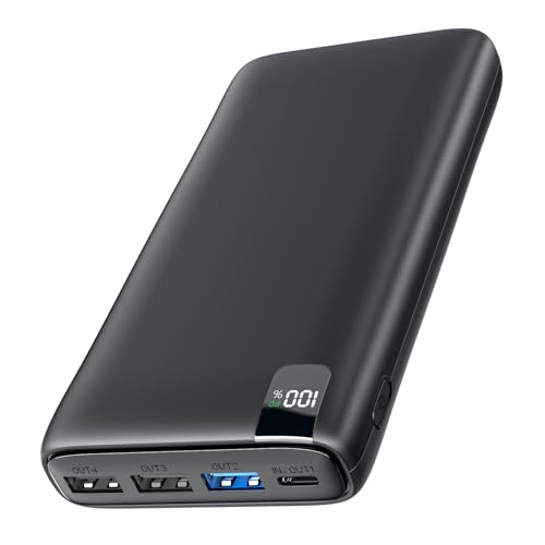 Hiluckey Powerbank 27000mAh Externer Akku: 22,5W Schnellladefunktion Power Bank PD USB C Tragbares Handy Ladegerät mit LED Display Kompatibel mit Smartphone Tablet von Hiluckey