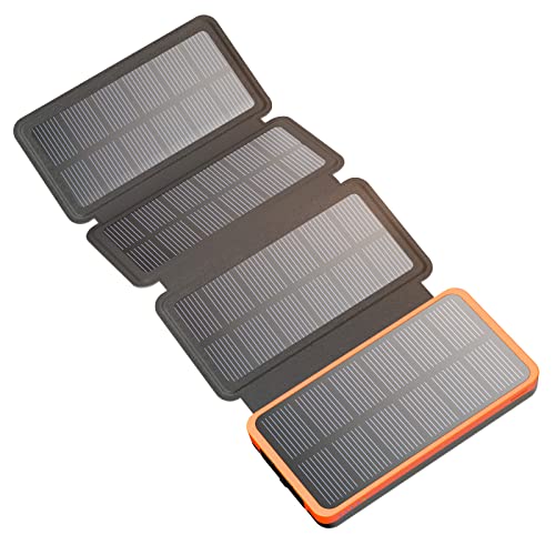 Hiluckey Solar Powerbank 25000mAh mit 4 Solarpanels, 3A Schnelles Aufladen USB C Tragbares Solar Ladegerät mit 3 Ausgänge Externer Akku für Handy Tablet Hiluckey Solar Powerbank 25000mAh mit 4 Solarpanels, 3A Schnelles Aufladen USB C Tragbares Solar Ladegerät mit 3 Ausgänge Externer Akku für Handy Tablet von Hiluckey