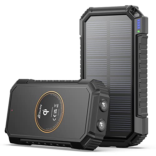 Solar Powerbank 26800mAh, Hiluckey Wireless Solar Ladegerät mit 4 Ausgängen USB C 3A Solar Power Bank Externer Akku für Smartphones, Tablets und mehr Solar Powerbank 26800mAh, Hiluckey Wireless Solar Ladegerät mit 4 Ausgängen USB C 3A Solar Power Bank Externer Akku für Smartphones, Tablets und mehr von Hiluckey