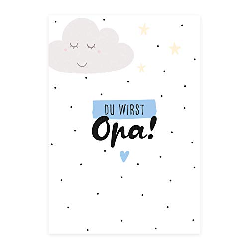 Him & I® - Du wirst Opa Postkarte - Schwangerschaftskarte zur Baby Ankündigung, Karte für Opa zur Ankündigung der Schwangerschaft - Maße: 16,5 cm x 11,5 cm von Him & I