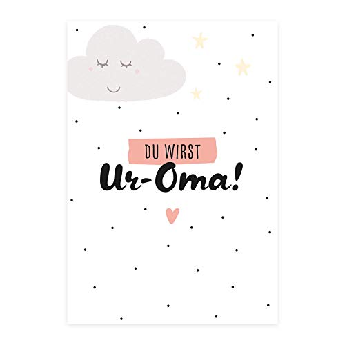 Him & I® - Du wirst Ur-Oma Postkarte - Schwangerschaftskarte zur Baby Ankündigung, Karte für Uroma zur Ankündigung der Schwangerschaft - Maße: 16,5 cm x 11,5 cm von Him & I