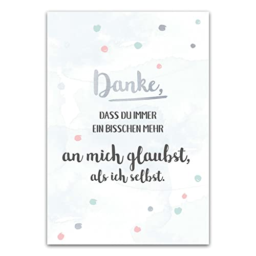 Him & I® - Postkarte mit Spruch - Danke, dass du immer ein bisschen mehr an mich glaubst als ich selbst - Maße: 16,5 cm x 11,5 cm von Him & I