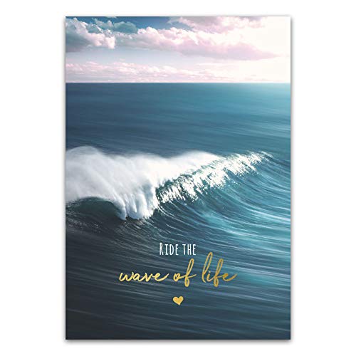 Him & I® - Postkarte mit Spruch - Ride the wave of life - Maße: 16,5 cm x 11,5 cm von Him & I