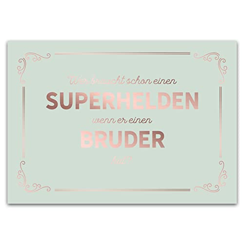 Him & I® - Postkarte mit Spruch - Wer braucht schon einen Superhelden, wenn er einen Bruder hat! - Maße: 11,5 cm x 16,5 cm von Him & I