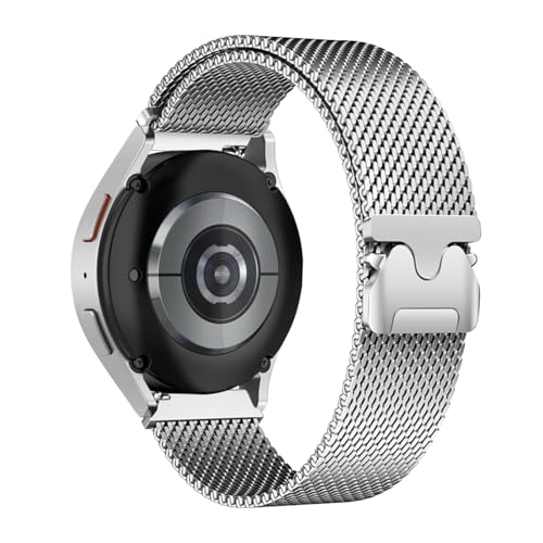 HinZann 20mm Uhrenarmband für Samsung Galaxy Watch 7 6 5 4 FE Armband 40mm 44mm, Edelstahl Mesh Ersatzarmband, Metall Magnet Armband für Samsung Galaxy Watch 6 Classic/5 Pro - Silber HinZann 20mm Uhrenarmband für Samsung Galaxy Watch 7 6 5 4 FE Armband 40mm 44mm, Edelstahl Mesh Ersatzarmband, Metall Magnet Armband für Samsung Galaxy Watch 6 Classic/5 Pro - Silber von HinZann