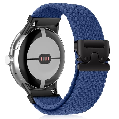 HinZann Geflochtenes Armband für Google Pixel Watch 3 45mm, Weiches Elastisches Ersatzband, Fallschirmverschluss Uhrenarmband, Nylon Sport Loop für Google Pixel Watch 3 45mm - Marineblau HinZann Geflochtenes Armband für Google Pixel Watch 3 45mm, Weiches Elastisches Ersatzband, Fallschirmverschluss Uhrenarmband, Nylon Sport Loop für Google Pixel Watch 3 45mm - Marineblau von HinZann