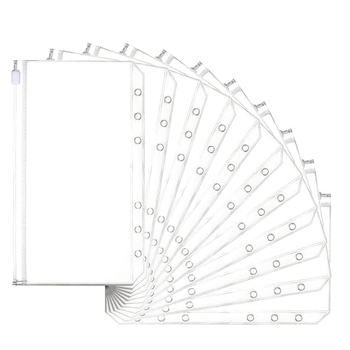Hinapan 20 Stück A6 Bindertaschen, A6 Ordnertaschen, 6 Löcher Ordnertaschen, Reißverschluss Ordner, Wasserdichte PVC-Dokumententasche, für Notebook-Planer, Einlegeseiten, Loseblatt-Beutel Hinapan 20 Stück A6 Bindertaschen, A6 Ordnertaschen, 6 Löcher Ordnertaschen, Reißverschluss Ordner, Wasserdichte PVC-Dokumententasche, für Notebook-Planer, Einlegeseiten, Loseblatt-Beutel von Hinapan