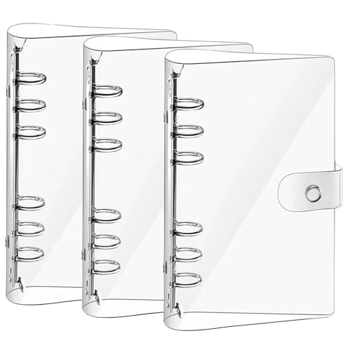 Hinapan 3 Stück A6 Transparenter Weicher PVC Ordnereinband, Wasserdichter Nachfüllbarer Ringordner A6, 6 Ringe Binder Mit Schnappverschluss, Für Büro, Schule, Ordner Hinapan 3 Stück A6 Transparenter Weicher PVC Ordnereinband, Wasserdichter Nachfüllbarer Ringordner A6, 6 Ringe Binder Mit Schnappverschluss, Für Büro, Schule, Ordner von Hinapan